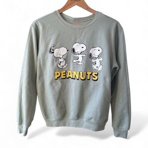 PEANUTS Snoopy Crew Neck Sweater | Matcha Green | Large | Soft